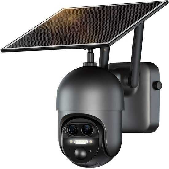 Kameros su Saulės Baterijomis XEGA, 2K, 360°, IP66, SIM card, 10400mAh, Juoda