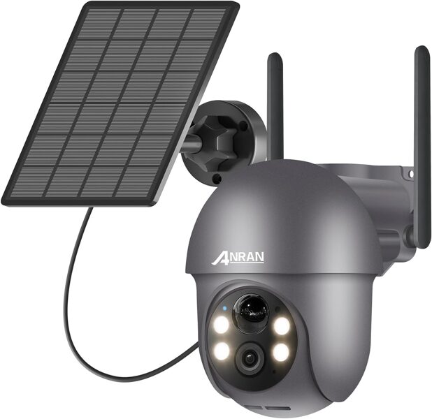 Kameros su Saulės Baterijomis ANRAN, Q1, 2K, 360°, IP65, Wi-Fi 2,4 GHz, Juoda