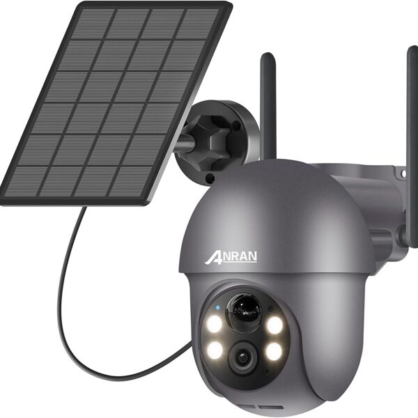 Bezvadu video novērošanas kamera 360° ar saules paneli ANRAN, Q1, 2K, IP65, 2.4 GHz, Melna